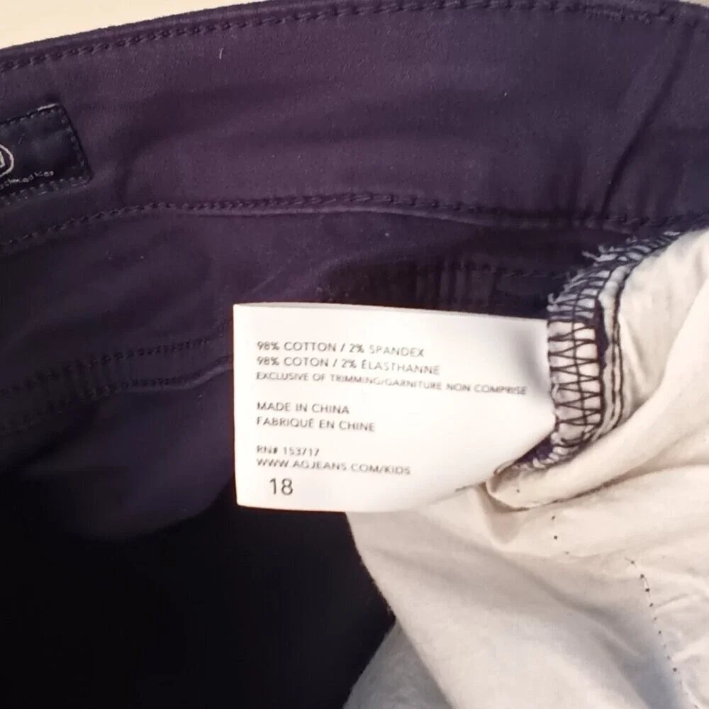 AG Adriano Goldschmied Kids Kingston Luxe Slim Skinny Jeans Purple Size 18
